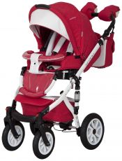 Детская коляска 2 в 1 Riko Brano Ecco 20 Sport Red (белая кожа – красная ткань)
